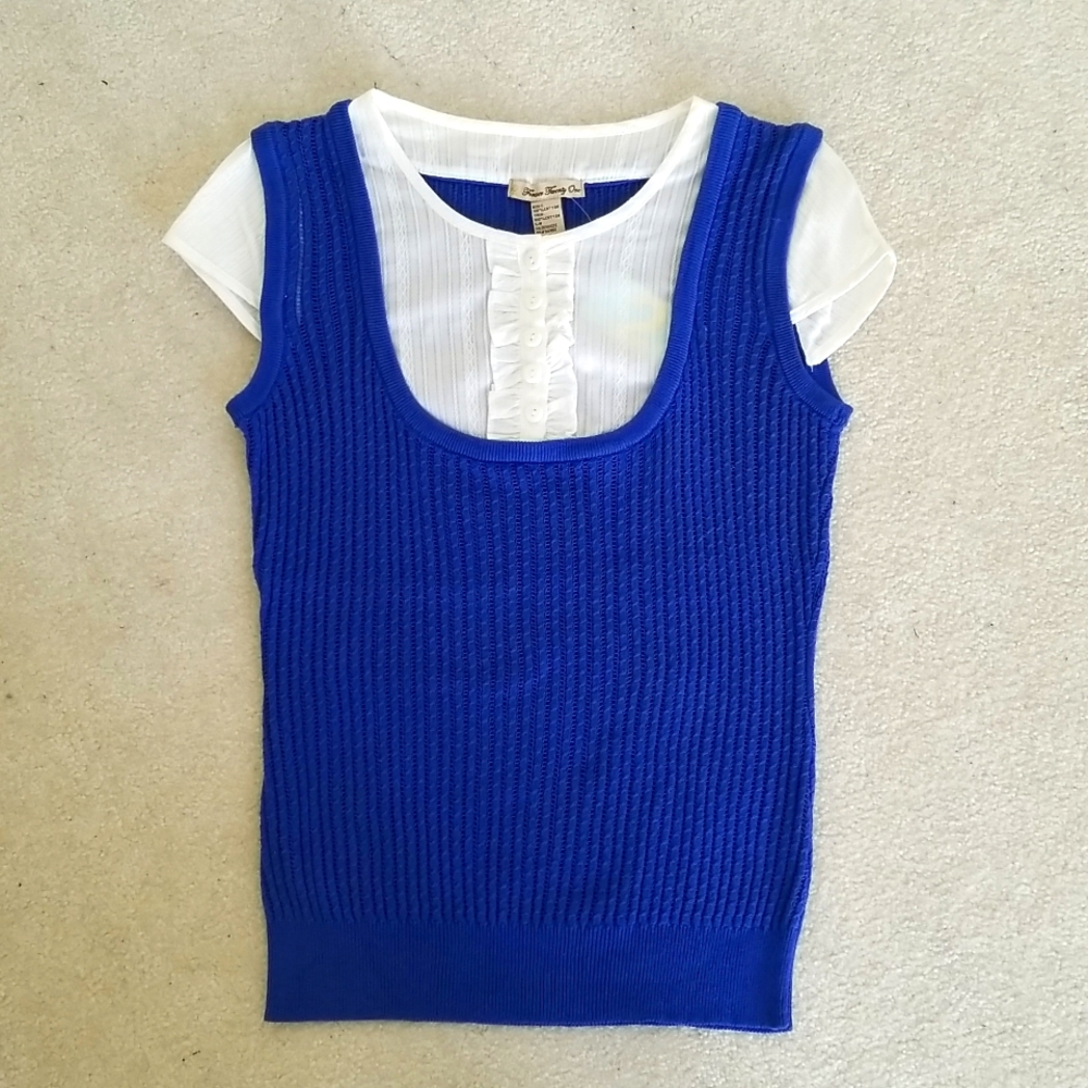 Royal blue and white top